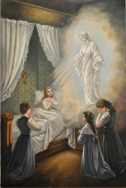 Our Lady appearing to a sick St Therese of Lisieux