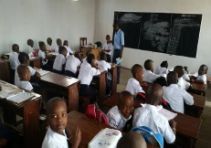 Goma school children in class