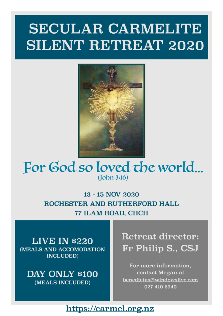 Details of the Churchurch Secular Carmelites retreat 13-15 Nov 2020
