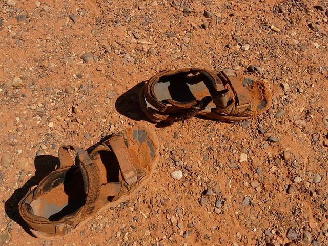 Picture of sandals left on the sand