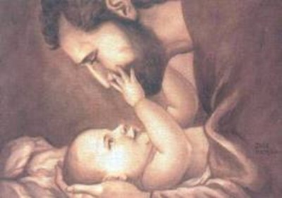 St Joseph playing with Baby Jesus