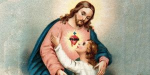 Sacred Heart of Jesus comforting a young person
