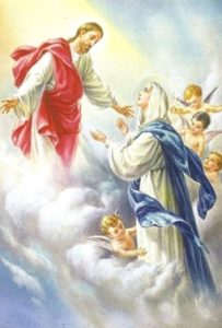 Jesus welcoming Mary into heaven on her assumption