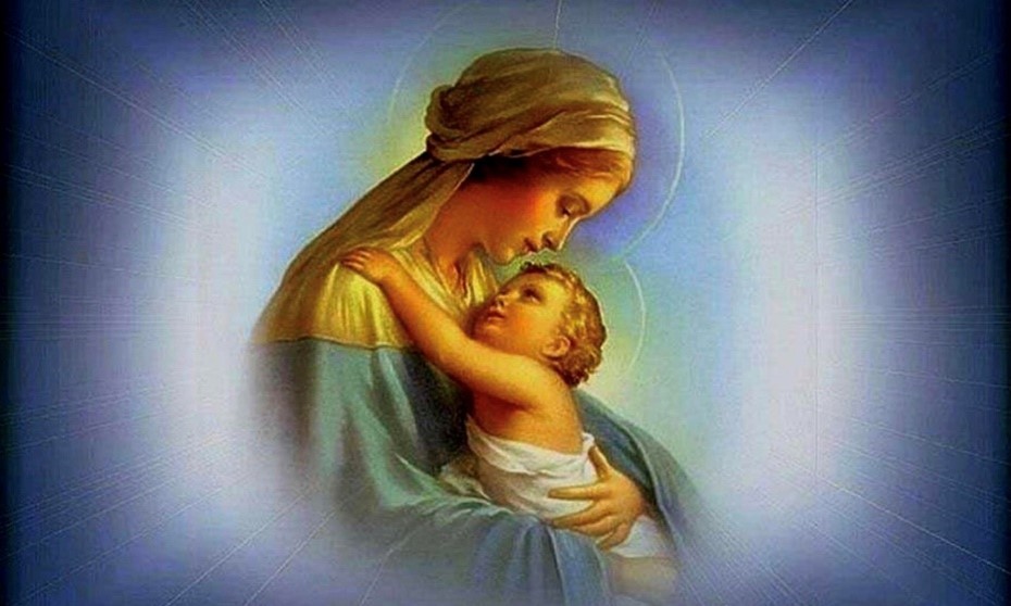 Mother Mary carrying infant Jesus