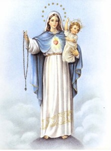 Our Lady with young Jesus and a rosary